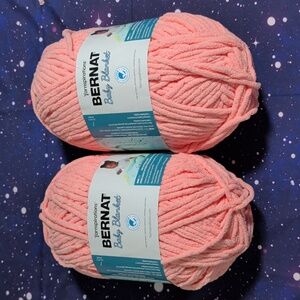 2 New Skeins Bernat Baby Blanket Yarn CORAL BLOSSOM Smoke Free Home